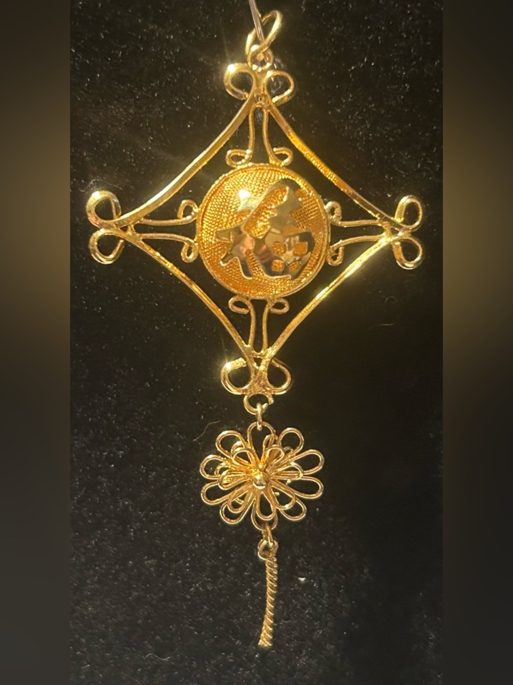 Vintage Gold Tone Filigree Gilt Vinaigrette Pendant (chain not included) - Picture 5 of 8